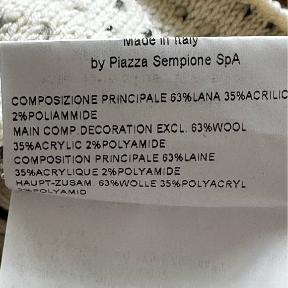 PIAZZA SEMPIONE Cardigan Sweater Lady Jacket Cream & Black Textured Knit Size 42 - Picture 5 of 8